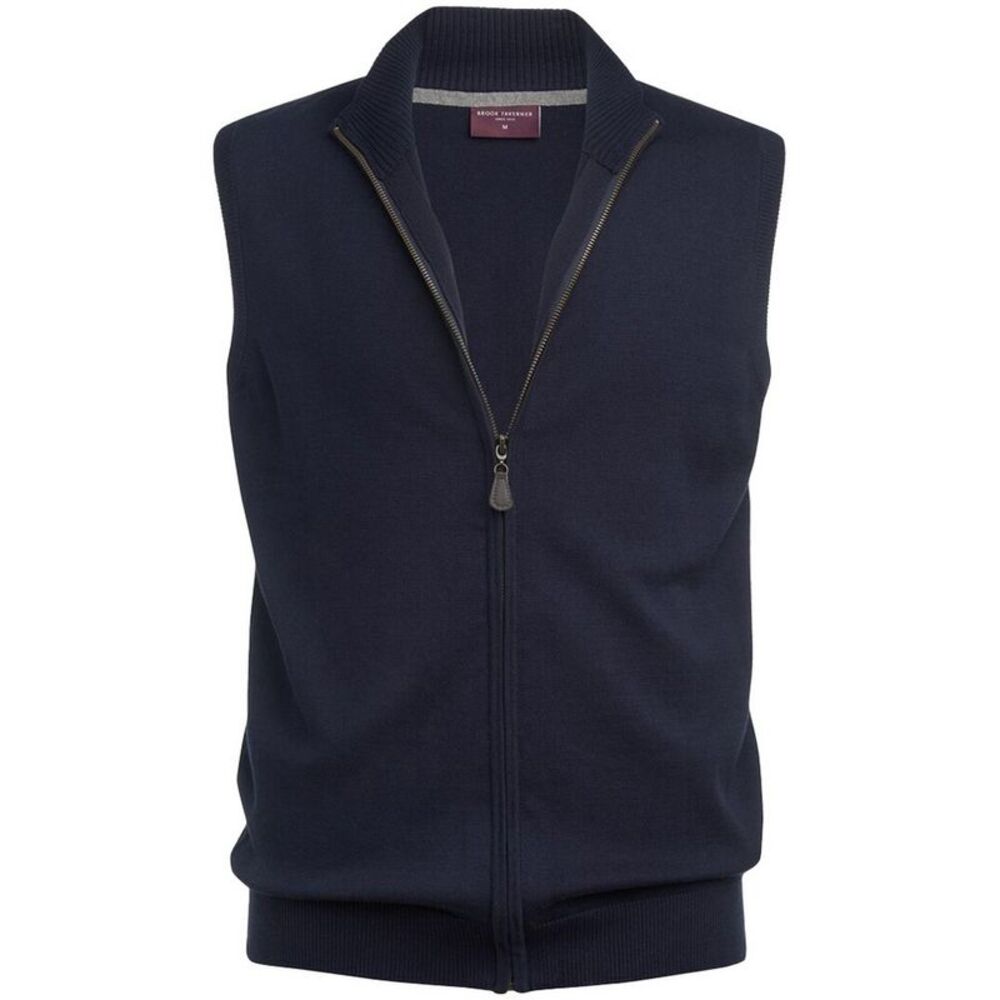 Brook Taverner Unisex Adult Lincoln Cotton Blend Knitted Vest / Navy